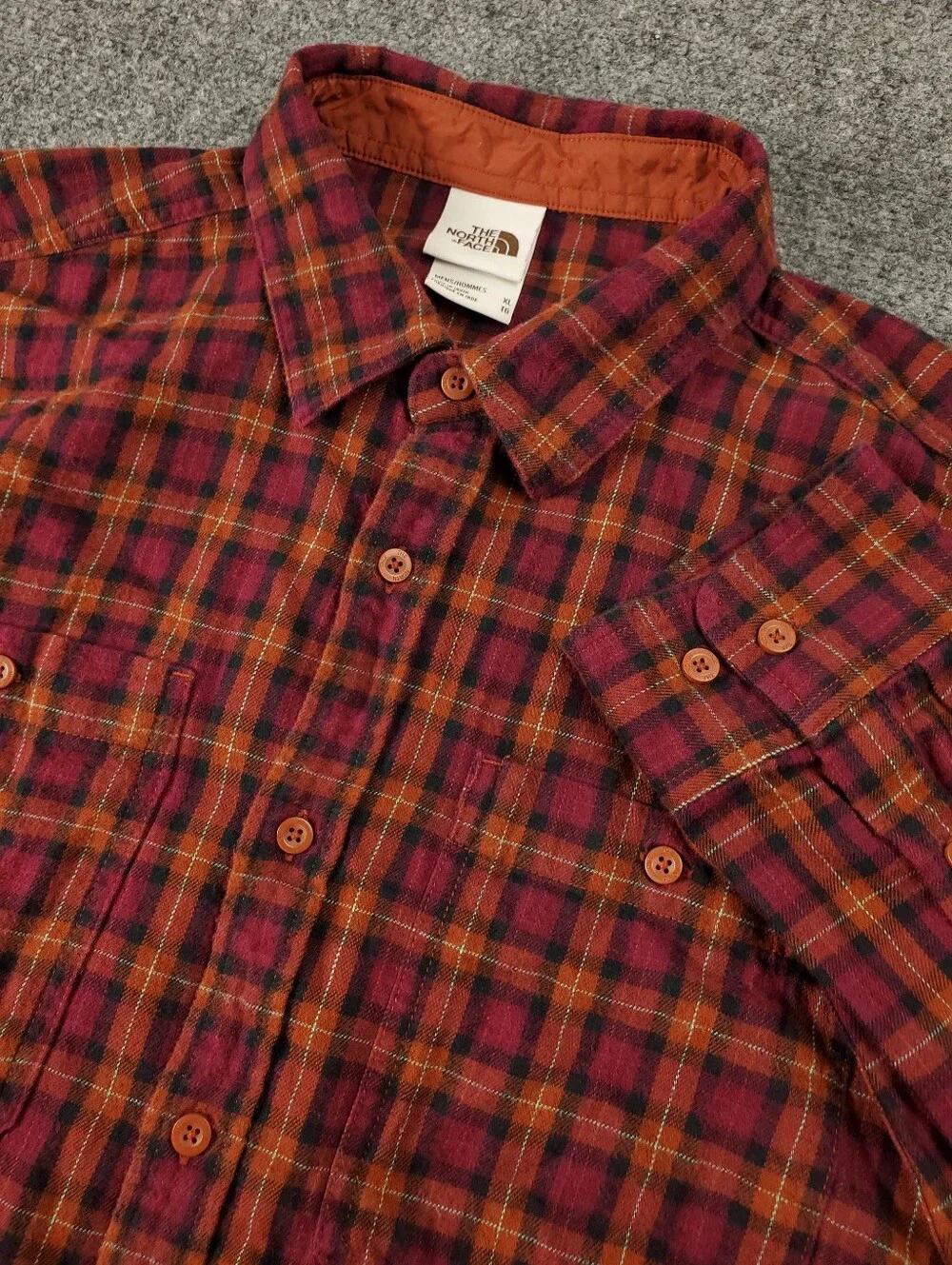 The North Face Arroyo Lightweight Flannel Shirt Mens XL Button Up Orange Pink